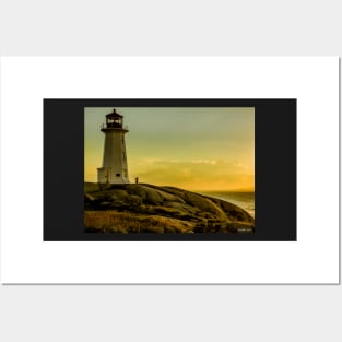 Peggys Cove Lighthouse at Sunset Posters and Art